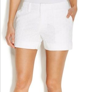 INC White Eyelet Cuffed Shorts Size 12